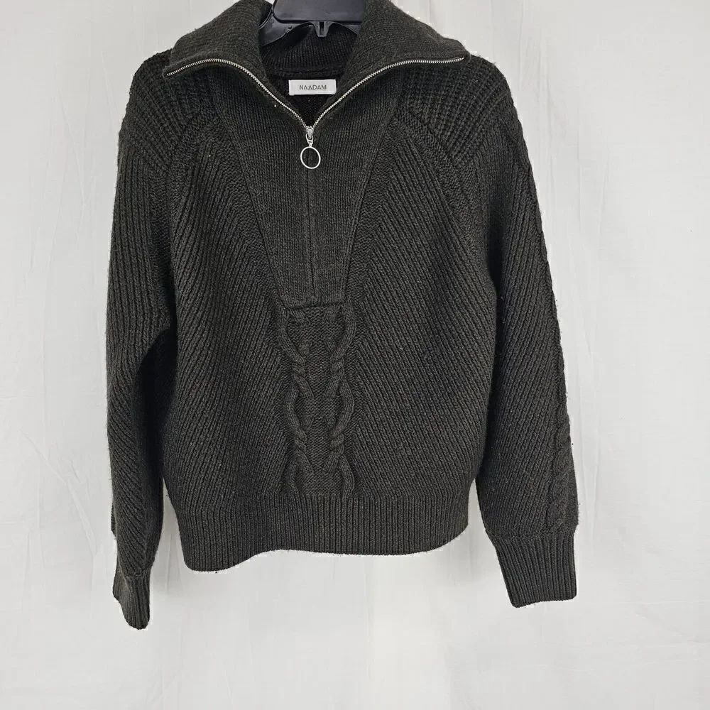 Naadam Brown Half Zip Cashmere Wool Women's Size XS